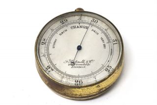Antique Victorian Brass Pastorelli & Co London Pocket Barometer As Found 3