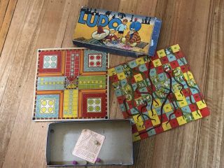 Early 1920’s Antique Vintage Snakes & Ladders & Ludo Board Game - Fab Graphics