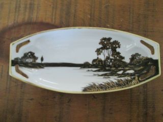 Vintage Hand Painted Nippon Oblong Dish Black/gold