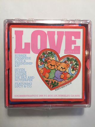 Vintage Rubber Stampede Lucy & Co Love & Friendship Kit 7 Rubber Stamps Notes