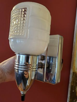 Vintage Deco Style Chrome with Glass Shade with Mounting Bracket 2