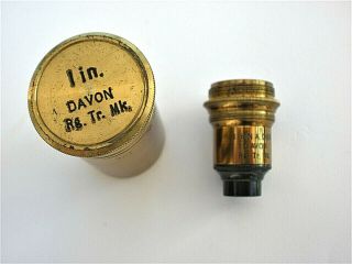 Antique Brass Microscope Lens.  Davon 1 Inch.