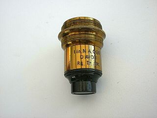 Antique Brass Microscope Lens.  Davon 1 inch. 2