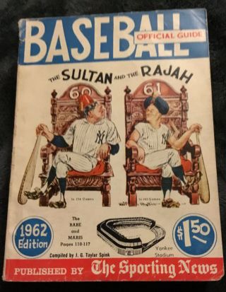1962 Official Baseball Guide,  The Sporting News Babe Ruth & Roger Maris Hof