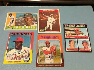 Bob Gibson St.  Louis Cardinals 5 Different Vintage Cards Dl0511