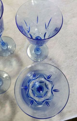 Vintage American Blue Glass,  Water Wine Goblets,  Fostoria For Avon,  Set of 6 2