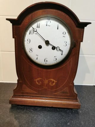 Antique French Japy Freres Inlaid Mahogany Mantle Clock (af)