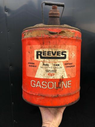 Vintage 5 Gallon Reeves Metal Gas Can 1116