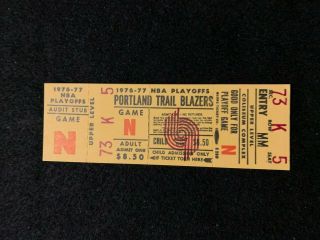 1976 - 77 Nba Playoff Full Ticket Portland Trailblazers Championship Season Game N
