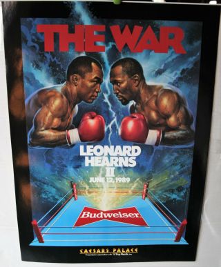 Boxing Poster: Sugar Ray Leonard V Tommy Hearns Ii 1989 Las Vegas,  Budweiser