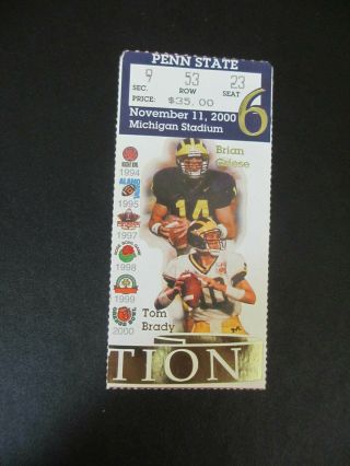 November 11 2000 Michigan Vs Penn State Football Ticket Stub Tom Brady Photo
