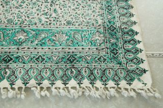 56 X 38 Persian Ghalamkar Block Print Tablecloth Paisley Iran Vintage Cotton