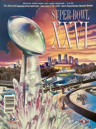 1992 Bowl Xxvi Program Washington Redskins Vs Bills In Minneapolis Nrmt