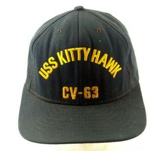 Uss Kitty Hawk Cv - 63 Us Navy Ship Vtg Snapback Hat Seaworthy By Calhead