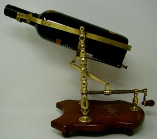 Vintage Brass Wine Dispenser Catapult Crank Bottle Holder Liquor Bar Display