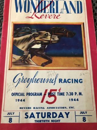 1944 Wonderland Greyhound Program