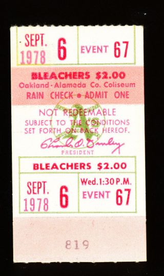 9/6/1978 Kansas City Royals @ Oakland A 
