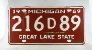 1969 Michigan Dealer License Plate - 216d89 - Good,  Road Worn