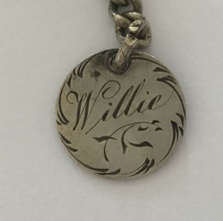 Antique Late Victorian Sterling Silver 3d Love Token/pendant Engraved " Willie "