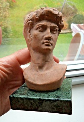 Fine 19th Century C1850 Grand Tour Greek / Roman Terracotta Bust On Green Marble