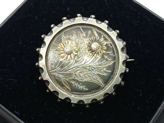 Lovely Antique Victorian Aesthetic Movement Sterling Silver Daisy Brooch
