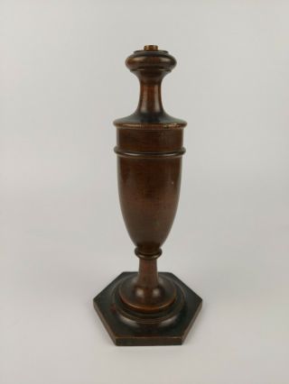 Antique Treen Bedside Turned Urn Shape Neoclassical Lamp Base Circa 1920s. 3