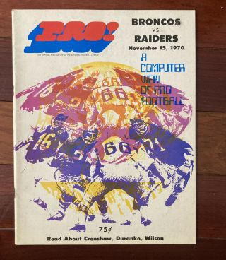 Denver Broncos Vs Raiders 1970 Football Program