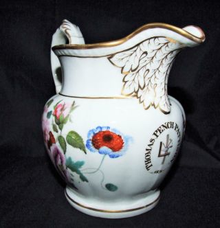 Antique English Georgian Porcelain Masonic Jug Pitcher 1831 Freemasonry Named