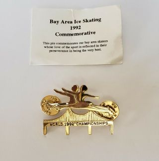 1992 World Pairs Figure Skating Championships - Lapel,  Hat Gold Tone Pin