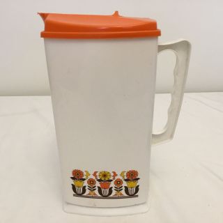 Vintage Hostess Plastic White And Orange Jug Homeware 24cm Tall 452