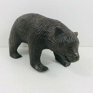 Antique Carved Wooden Black Forest Bavarian Brown Bear