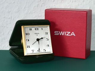 Swiza 8 Vintage (1981) Alarm,  Travel Clock.  Swiss Made.  Boxed.  Paper Work.