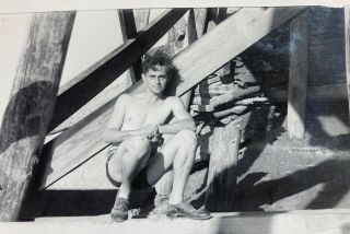 Vintage Photo Handsome Shirtless Man Posing Under The Boardwalk Gay Interest