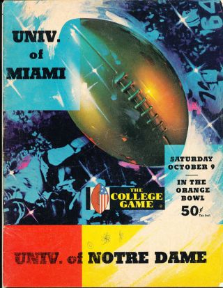 10/9 1971 Miami Vs Notre Dame Football Program Bx3