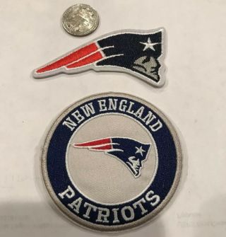 (2) - England Patriots Embroidered Iron On Patches.  Awesome 3”x 3”/3”x 1”