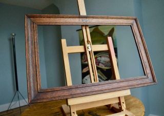 Antique Edwardian Oak Picture Frame 14 " X 8 " Rebate Arts & Crafts Nouveau