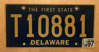 1997 Delaware Trailer License Plate " T 10881 " De The First State Trl