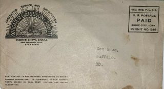 Vintage Cover [stamps] U.  S.  Sioux City Iowa.  Wagner - Garrison & Abbott.  Envelope