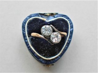 Antique 9ct Gold And Silver Paste Set Ring
