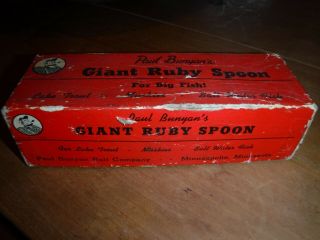 Vintage Giant Ruby Spoon Lure Paul Bunyan ' s Bait Co.  Red eyes 7 