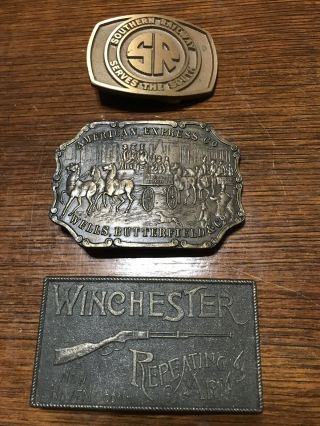 3 Belt Buckles Winchester - Southern Railway - American Express Co.