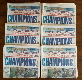 (6x) 1992 Toronto Blue Jays 1st World Series Toronto Star Full Newspapers
