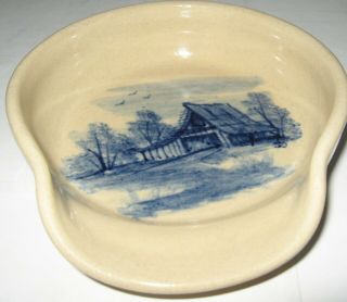 Vintage Spoon Rest Paul Storie Pottery Marshall Tx Country Barn Scene Stoneware