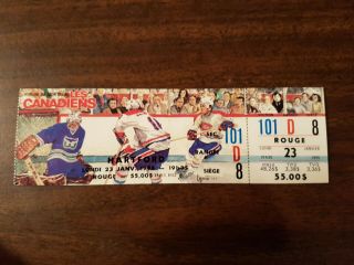 Montreal Canadiens Vs Hartford Whalers Full Ticket Stub Montreal Forum 1995