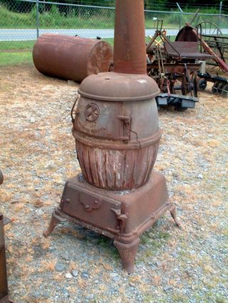 Stove Parts,  U.  S.  Army 20,  Rare Cannon Heater Wood,  Large Pot Belly 55 " X 29 "