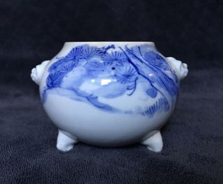 Rare 19th Century Antique Japanese Hirado Ware Blue White Porcelain Koro Vase