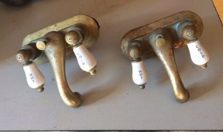 Antique Copper " Hot  Cold " Bathroom Faucets Set Of 2