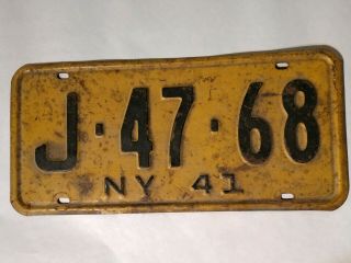Vintage 1941 York State License Plate