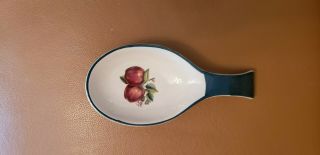 Vintage Apple Decor Spoon Rest White W/ Green Rim Casuals China Pearl
