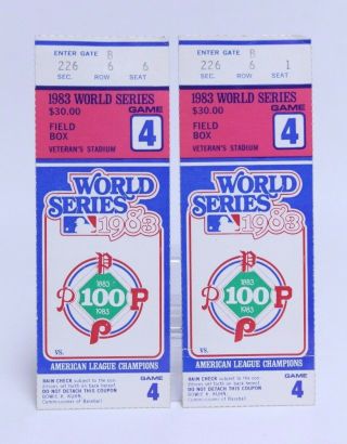 2) 1983 World Series Philadelphia Phillies Game 4 Ticket Stub